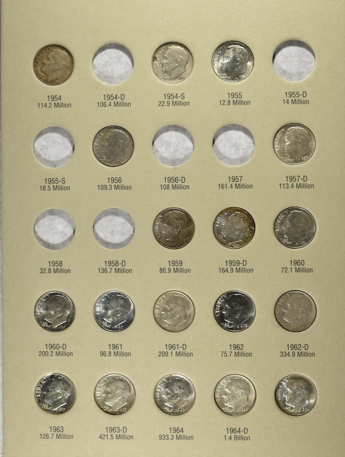 ROOSEVELT DIMES COLLECTION H.E HARRIS & CO