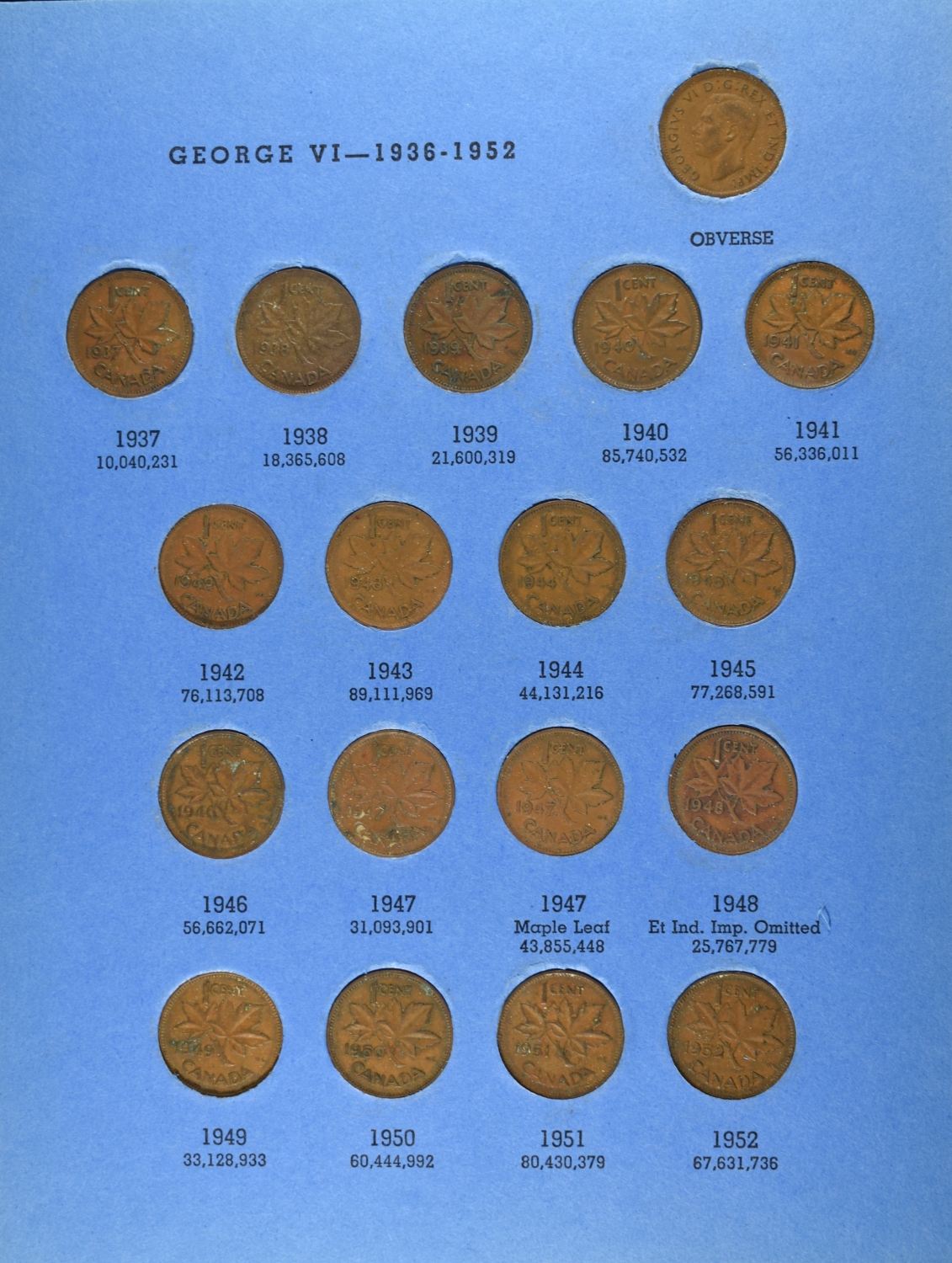 (5) CANADIAN SMALL CENTS COLLECTION