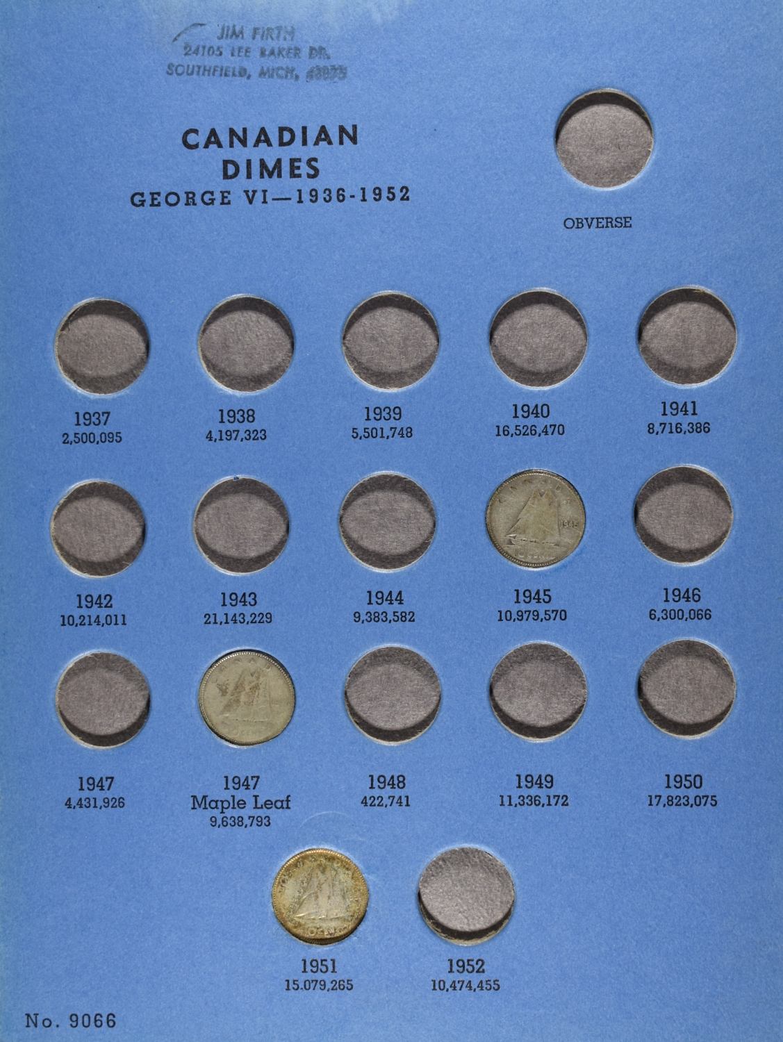 CANADIAN DIME & HALF DOLLAR COLLECTION