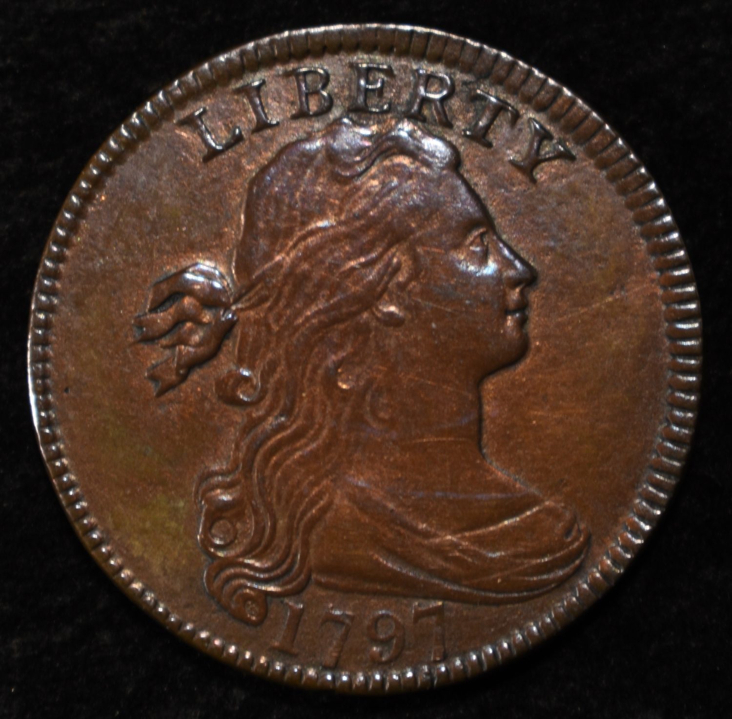 1797 DRAPED BUST LARGE CENT CH AU/UNC