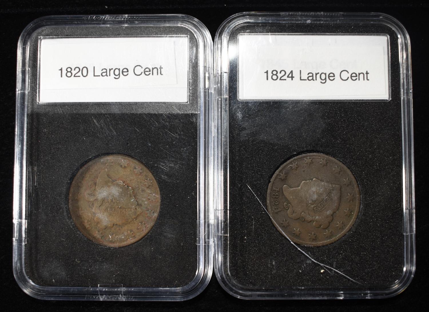 1820 & 1824 CORONET HEAD LARGE CENTS