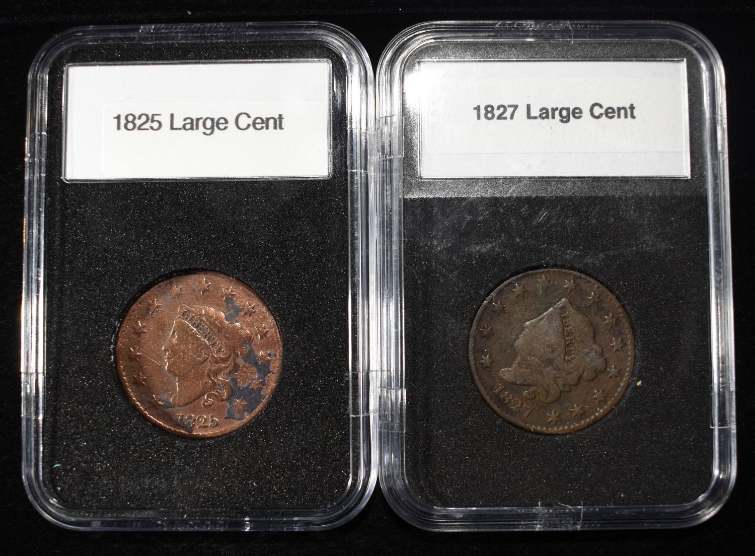 1825 & 1827 CORONET HEAD LARGE CENTS