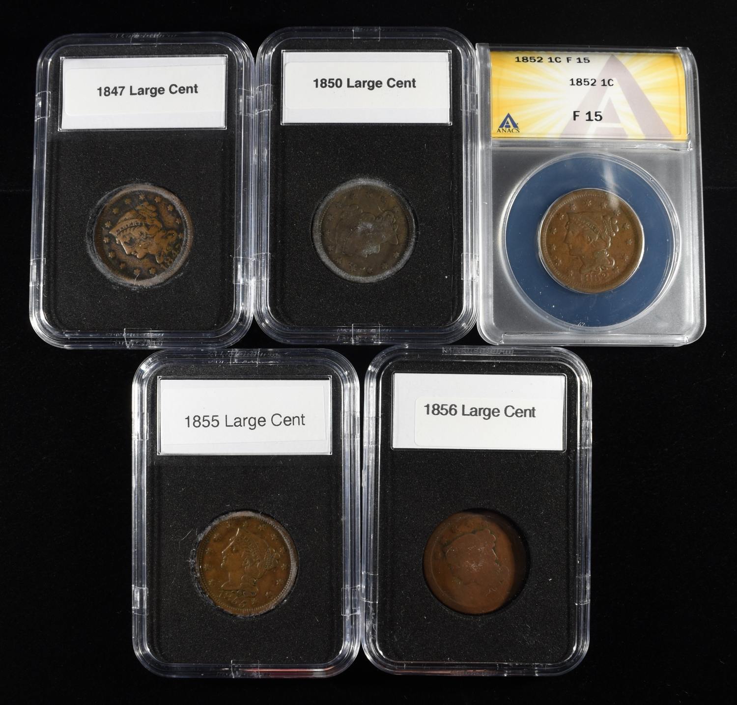 (5) BRAIDED HAIR LARGE CENTS