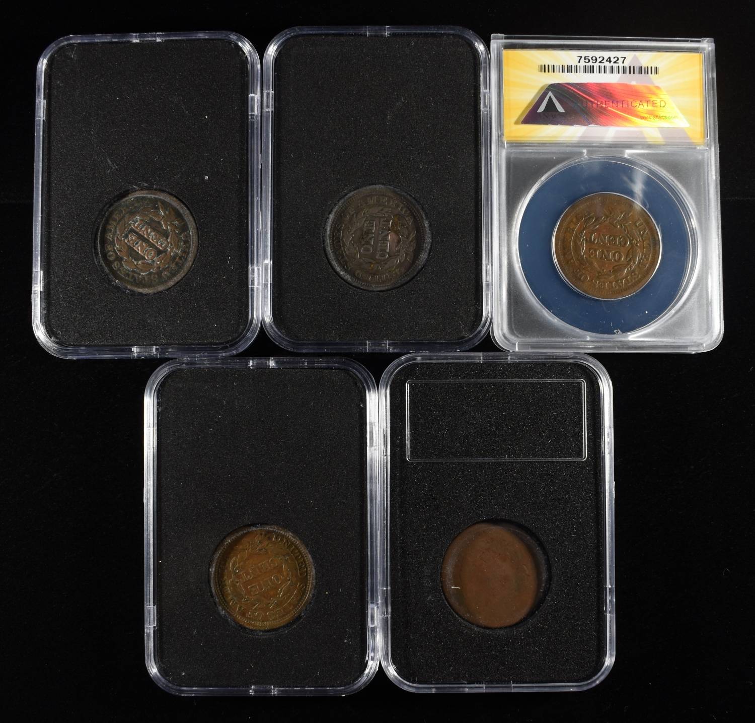 (5) BRAIDED HAIR LARGE CENTS