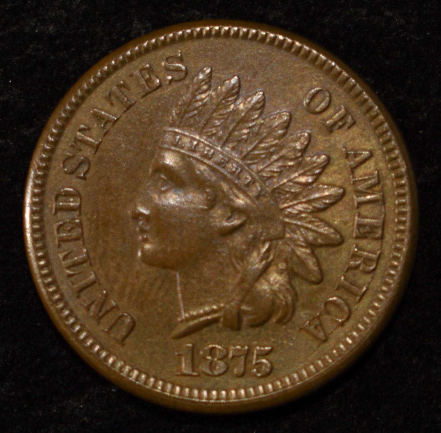 1875 INDIAN CENT CH TO GEM BU