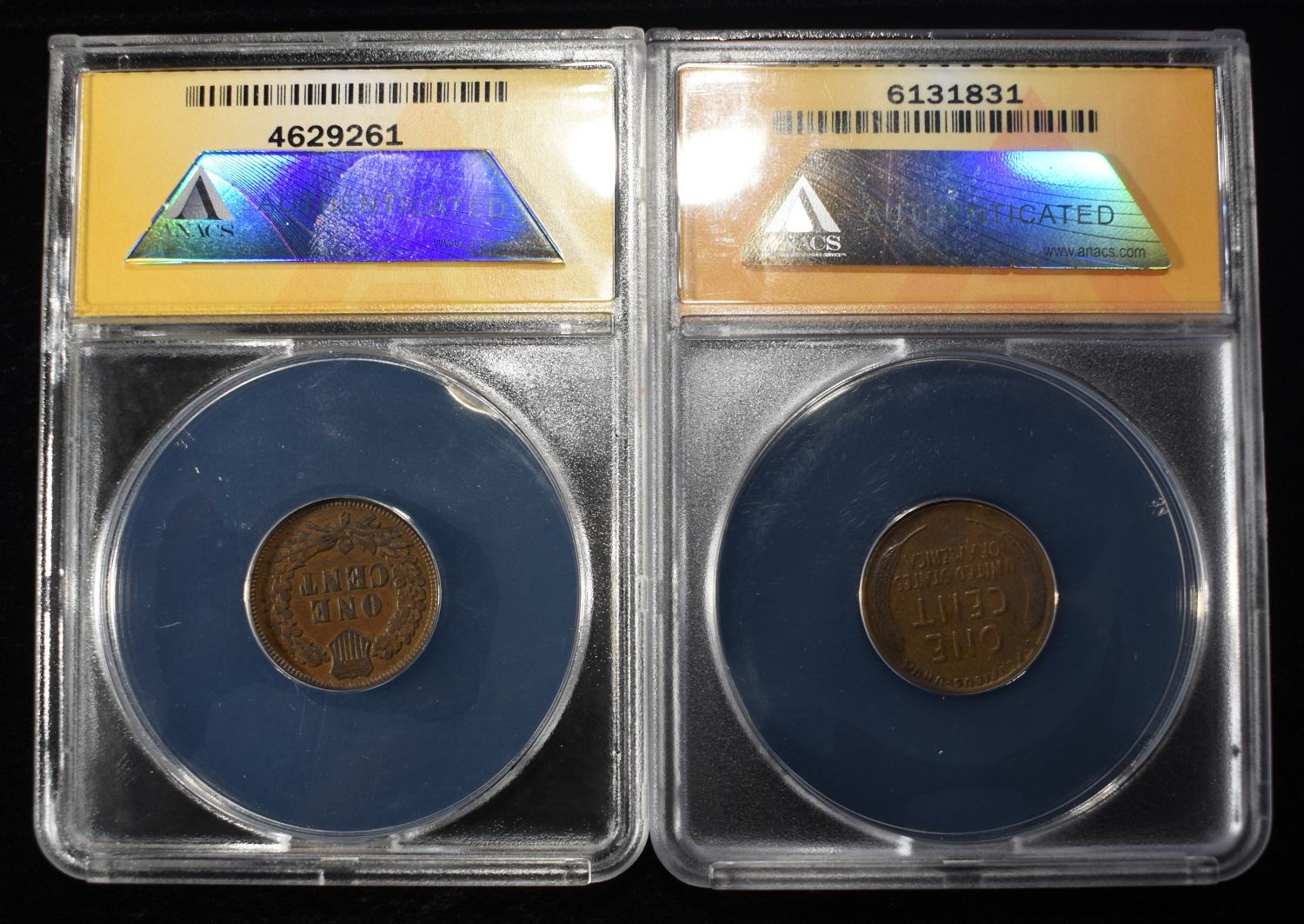 1909 INDIAN & 1924-D WHEAT CENTS ANACS F12-EF45