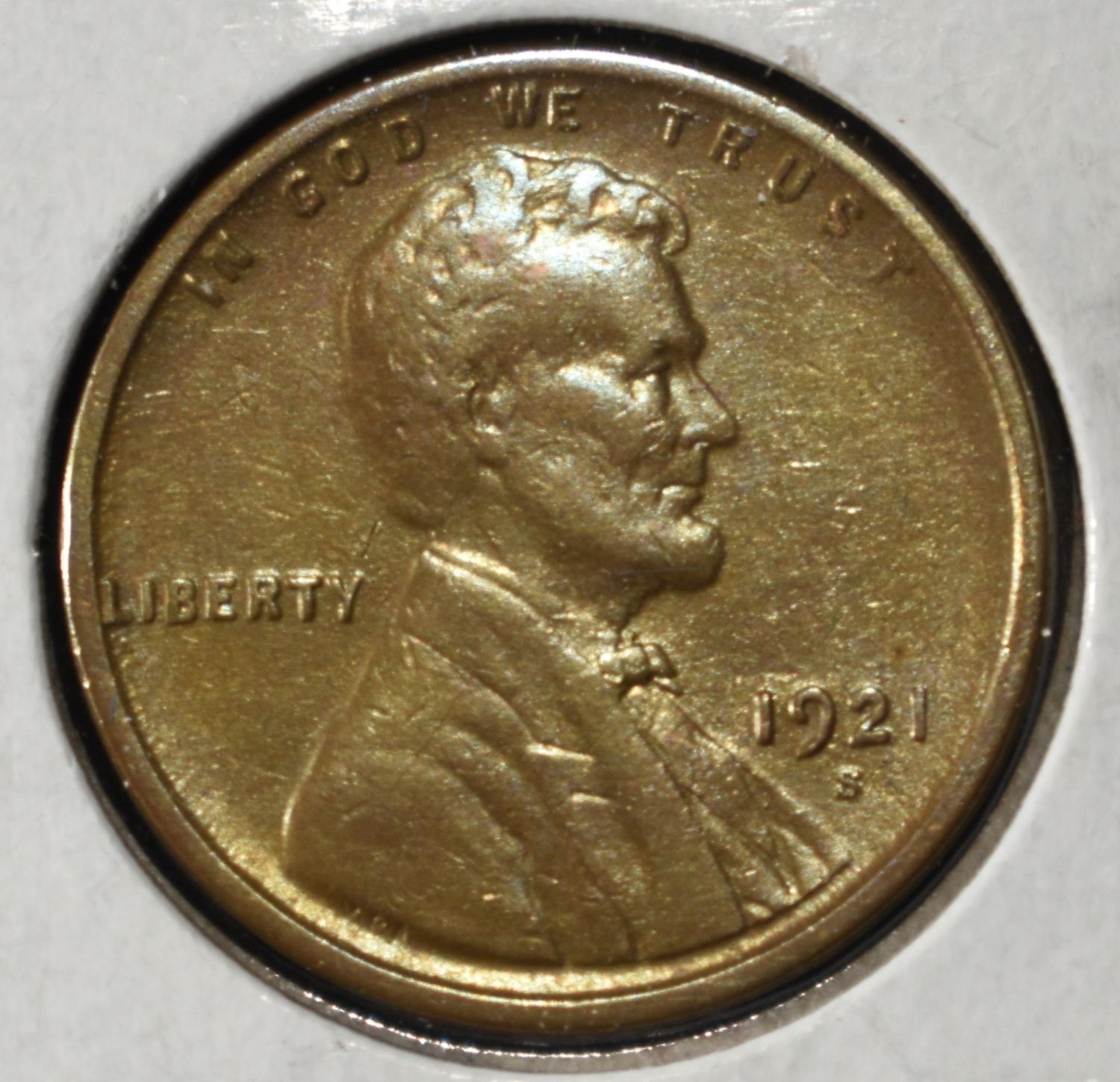1921-S WHEAT CENT AU
