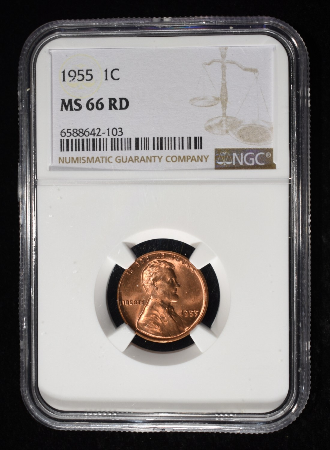 1955 WHEAT CENT NGC MS66 RD