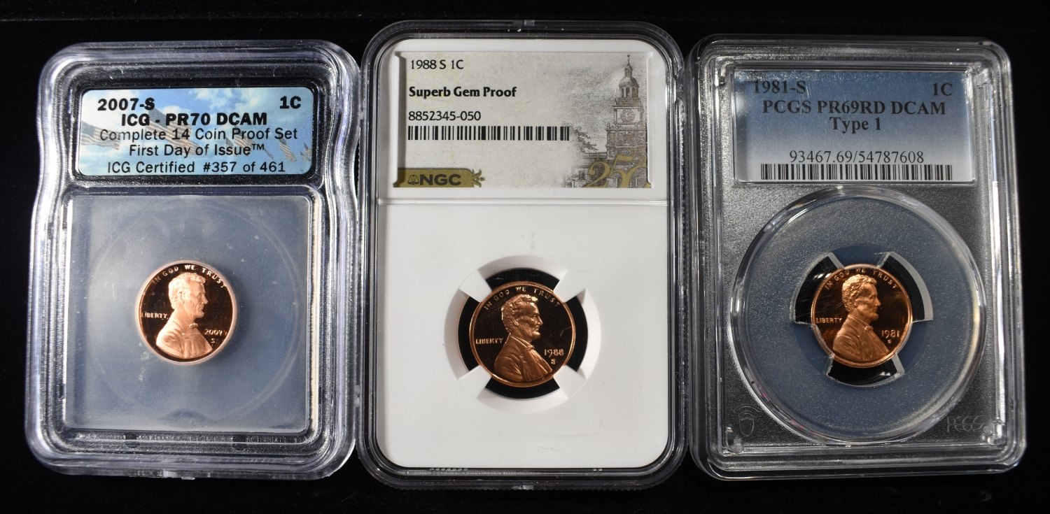 (3)GRADED MEMORIAL CENT PROOF