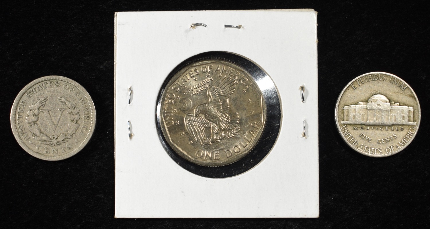 (43) 'V' NICKELS, 1941 JEFFERSON 5C & 1979 SBA $1