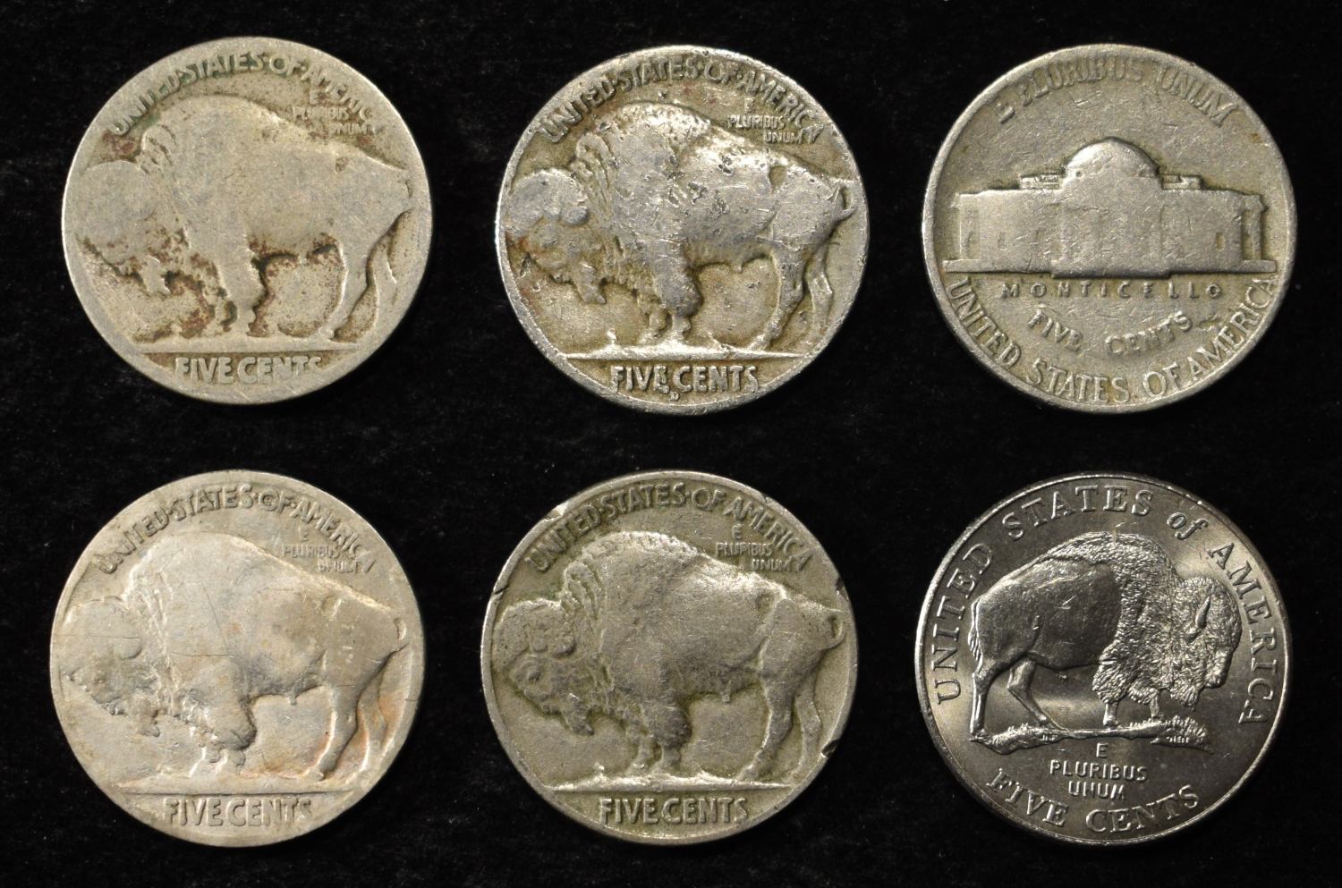 (4) BUFFALO NICKELS & (2) JEFFERSON NICKELS