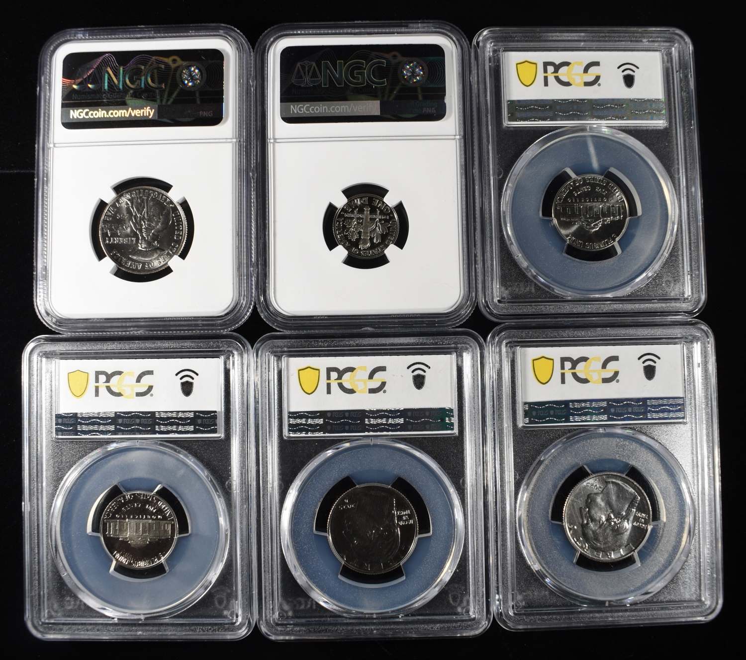 (2) GRADED 5C (1) GRADED 10C & (3) GRADED 25C