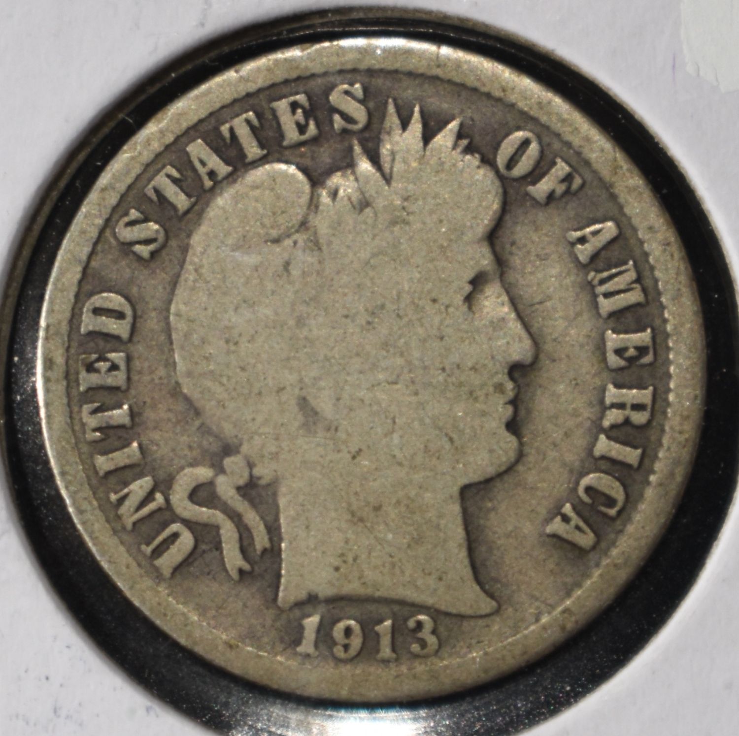 1913-S BARBER DIME VG
