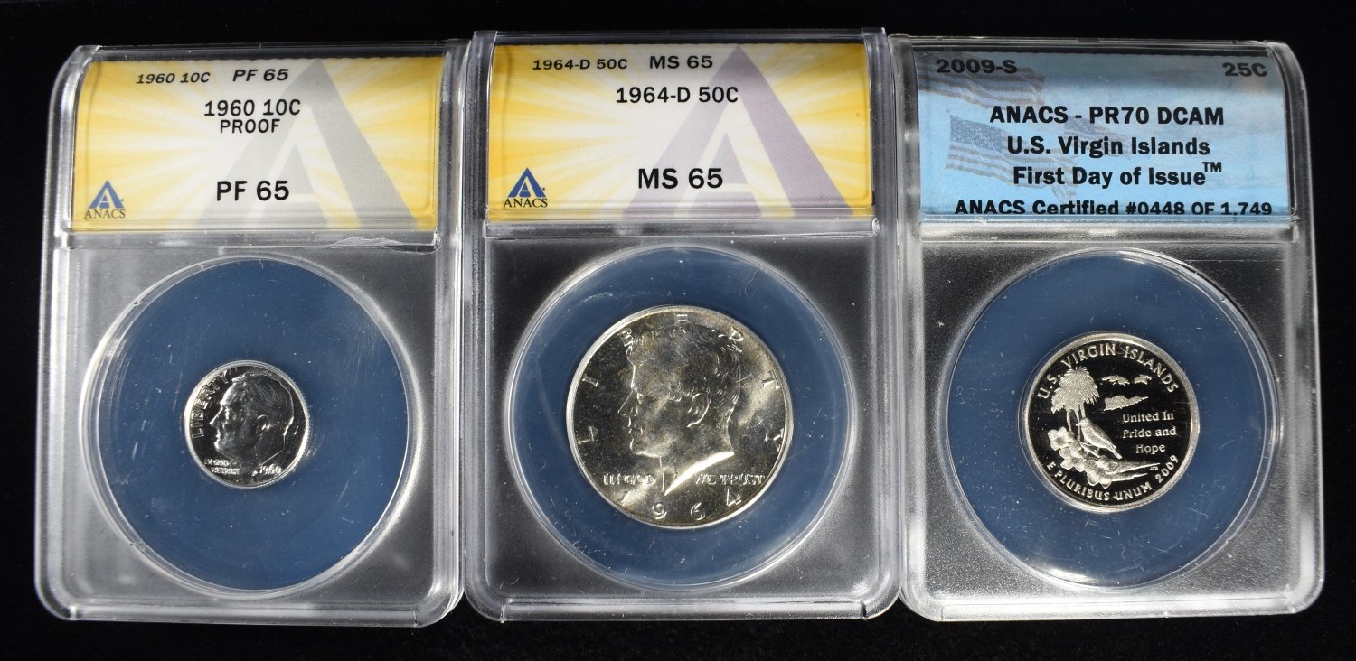 (3) ANACS GRADED COINS