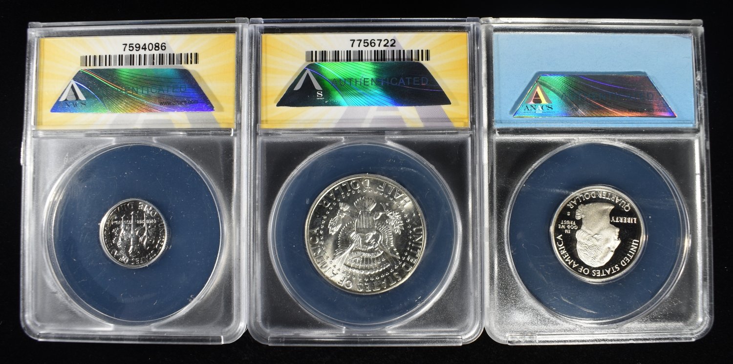 (3) ANACS GRADED COINS