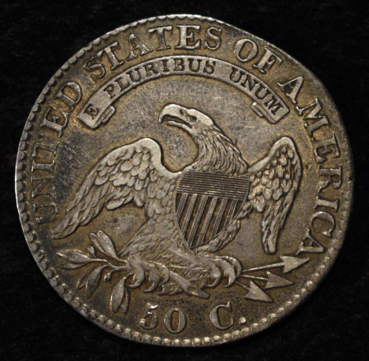 1823 BROKEN 3 CAPPED BUST HALF DOLLAR XF