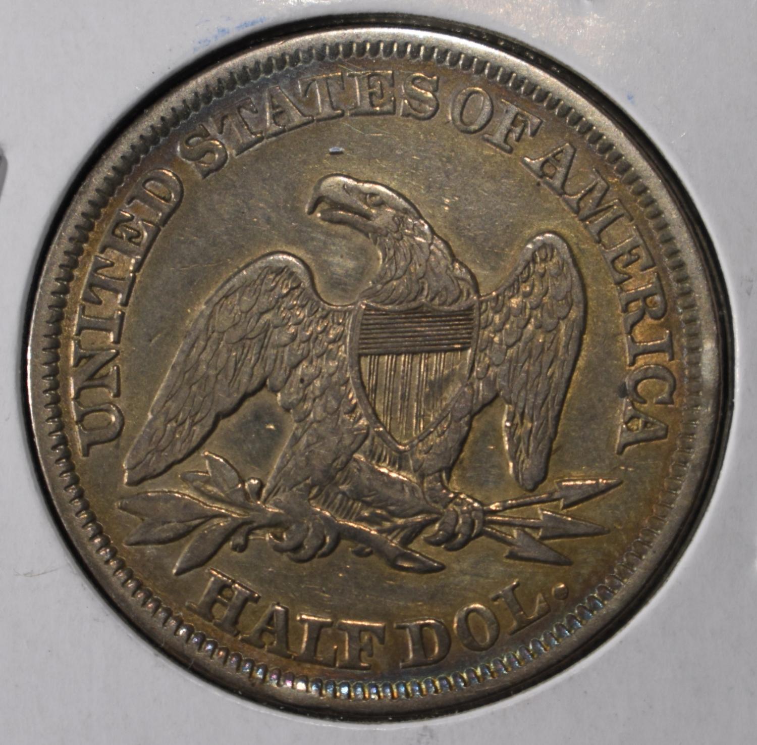 1857 LIBERTY SEATED HALF DOLLAR AU