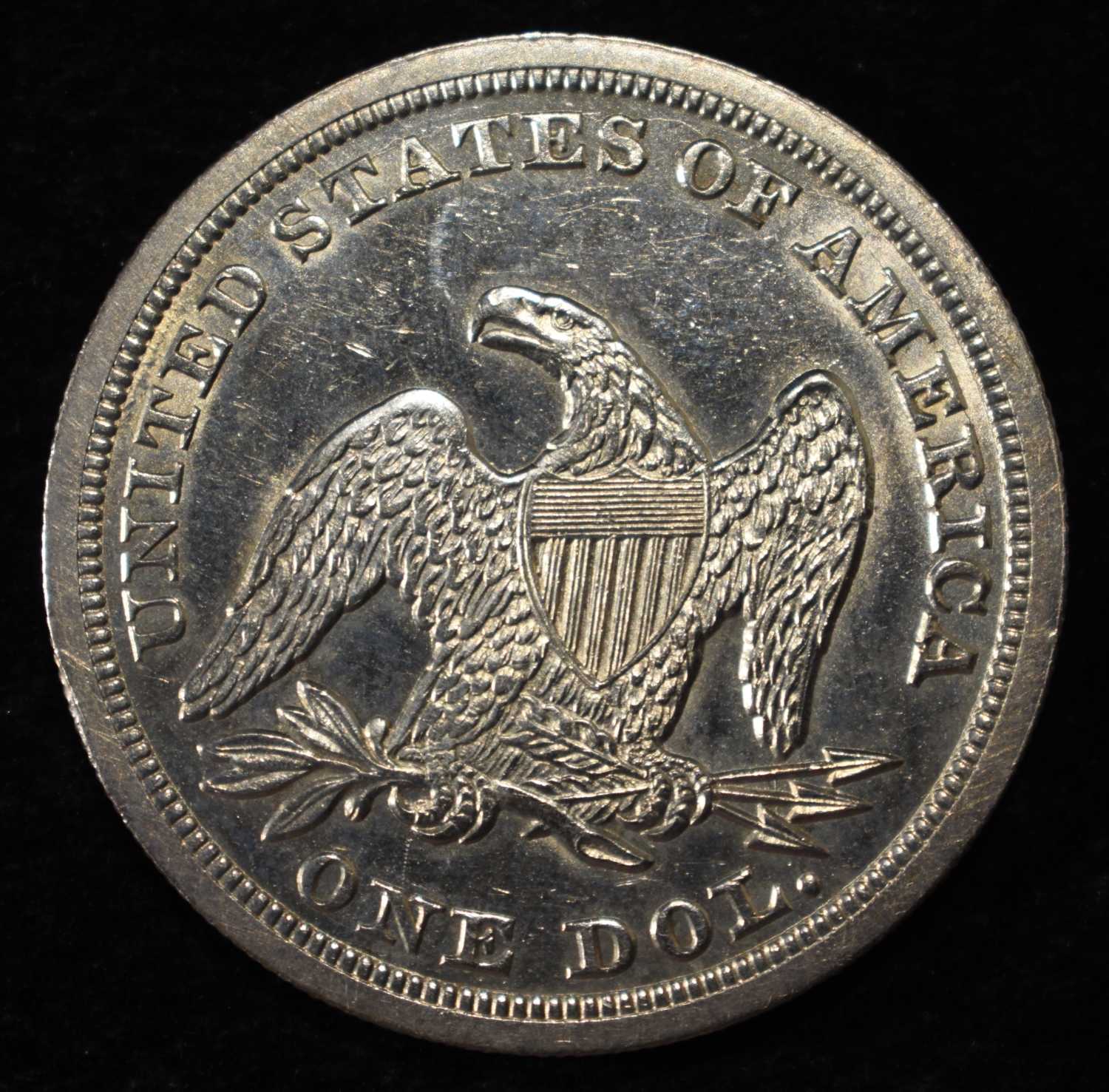 1846 LIBERTY SEATED $1 CH BU LIGHT OLD CLEANING
