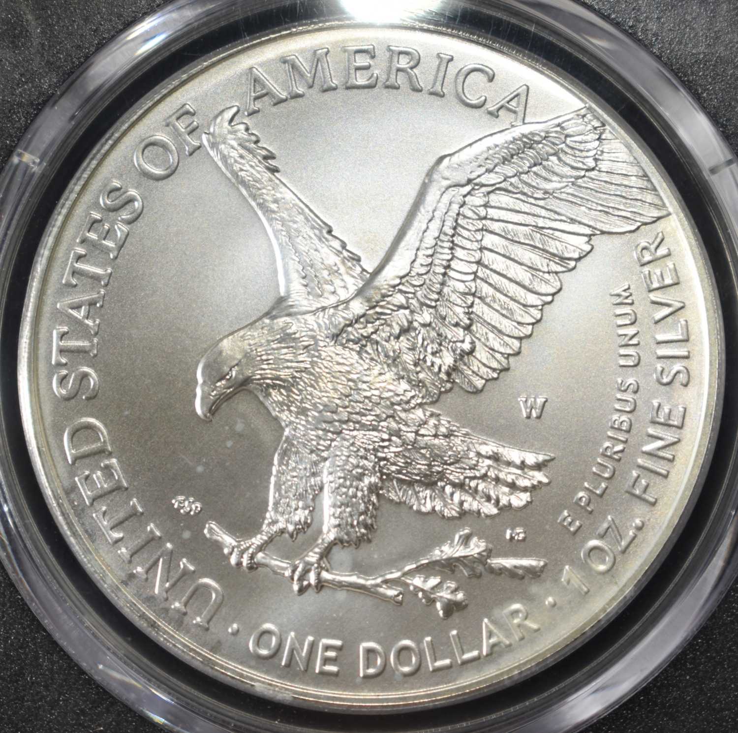 2024-W AMERICAN SILVER EAGLE PCGS SP70 BURN. AR