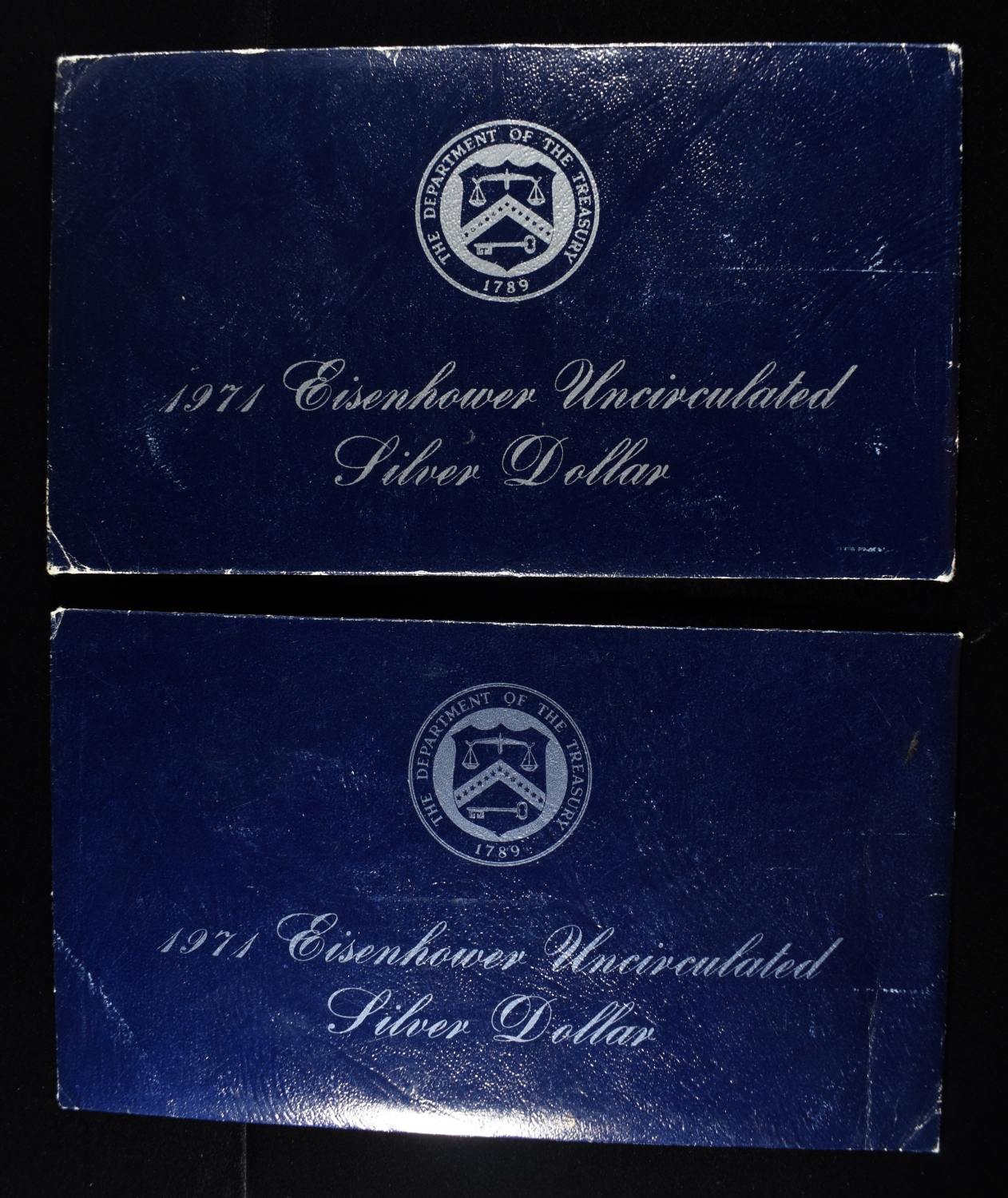 (2) 1971 EISENHOWER DOLLAR BLUE PACKAGING