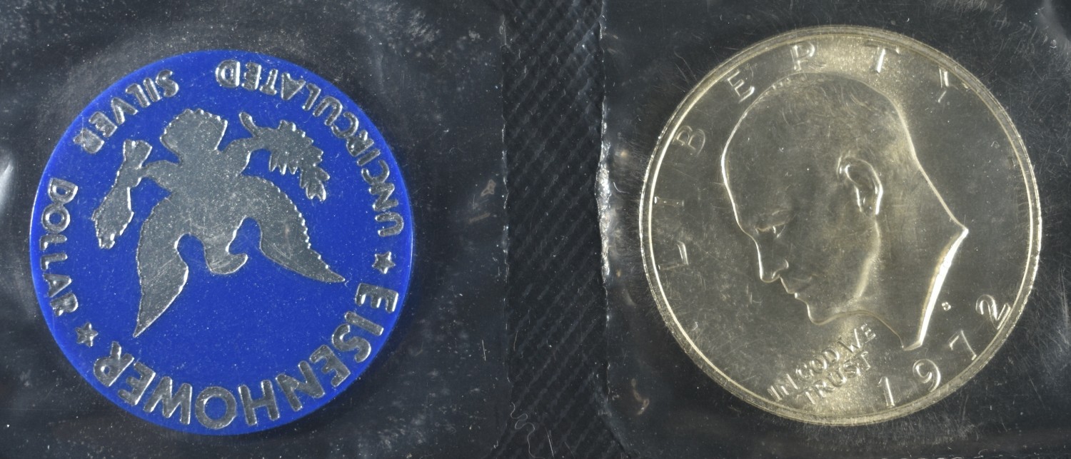 (2) 1972 EISENHOWER DOLLAR BLUE PACKAGING