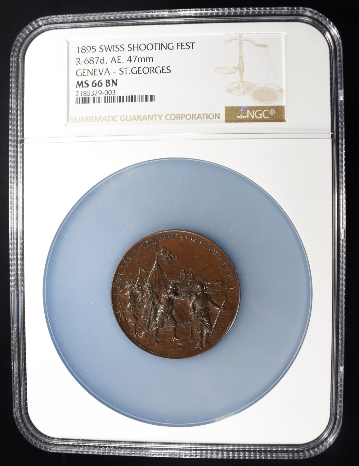 1895 SWISS SHOOTING FEST GENEVA NGC MS-66 BN