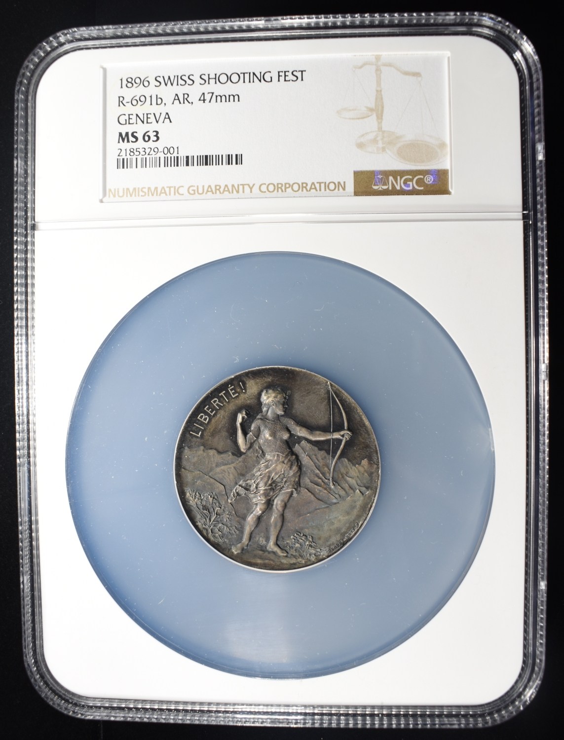 1896 SWISS SHOOTING FEST SILVER GENEVA NGC MS-63