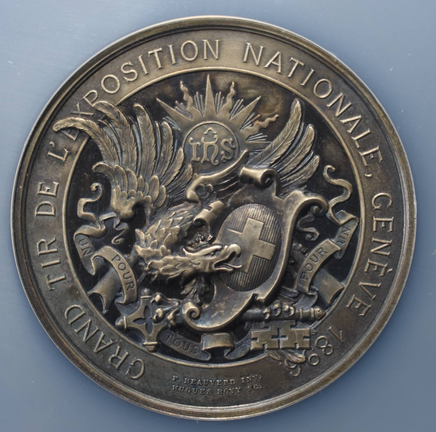 1896 SWISS SHOOTING FEST SILVER GENEVA NGC MS-63