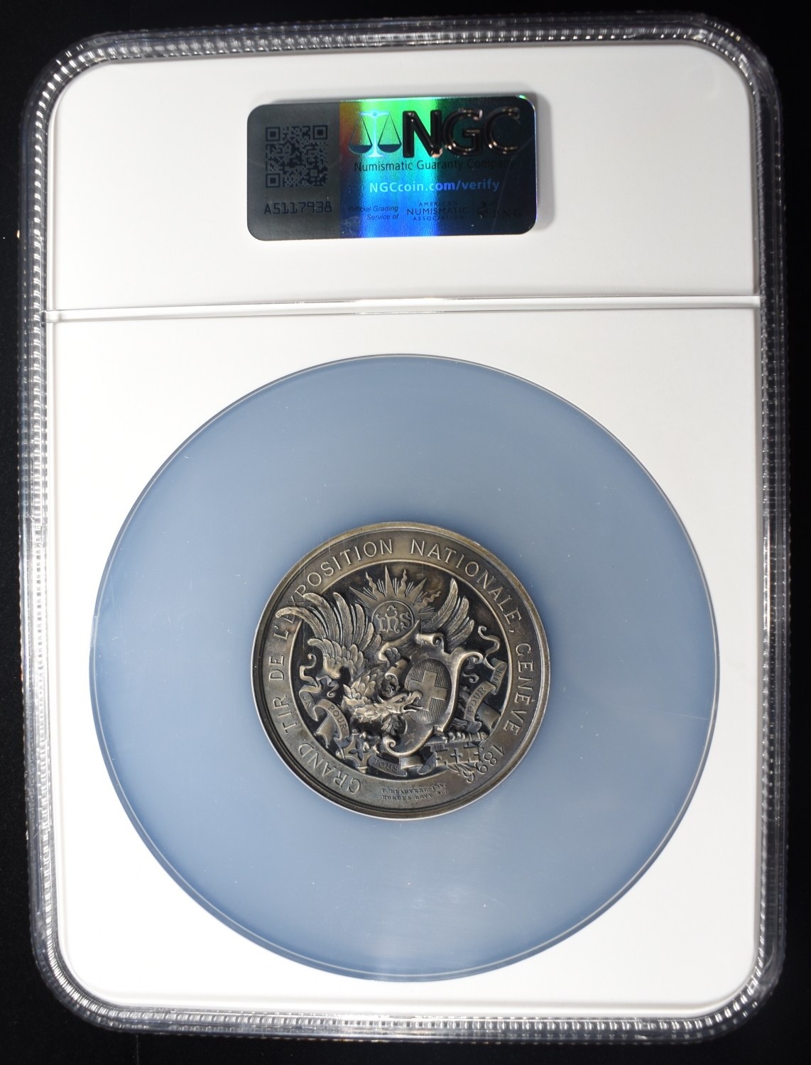 1896 SWISS SHOOTING FEST SILVER GENEVA NGC MS-63