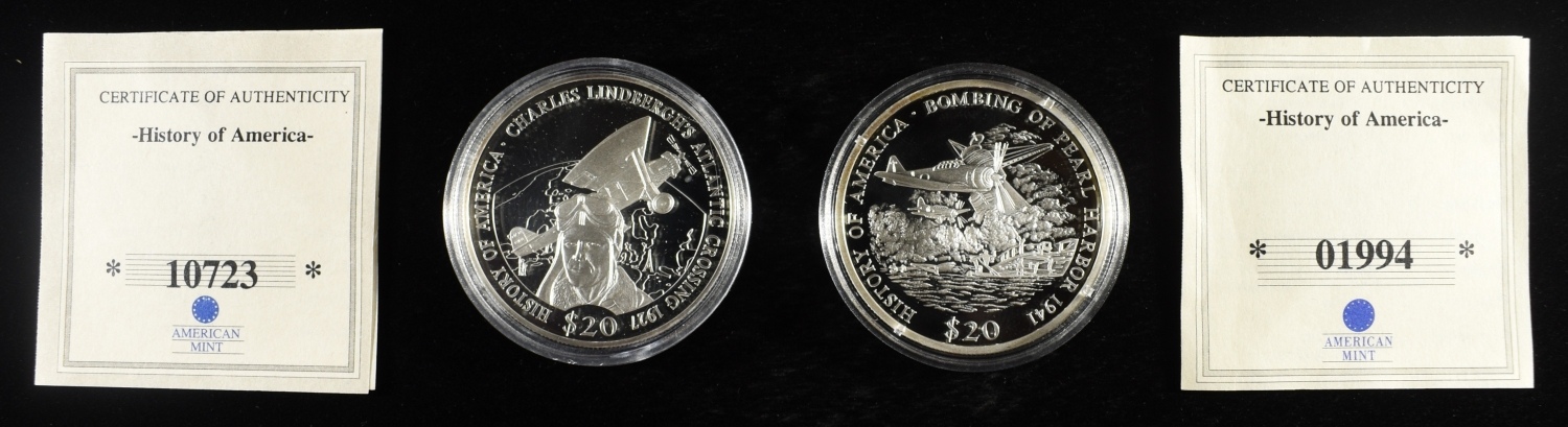 (12) LIBR $20 HISTORY OF AMERICA 20G 0.999 SILVER
