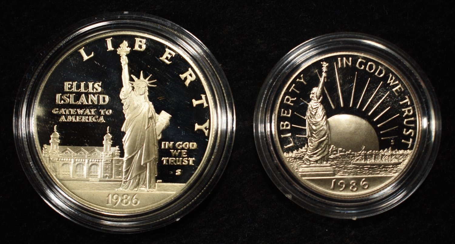 1986 $1 & 50c COMMEM STATUE OF LIBERTY
