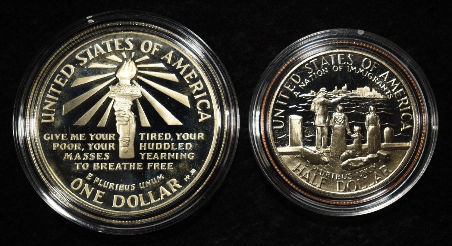 1987 COMMEM STATUE OF LIBERTY SET 2 COINS