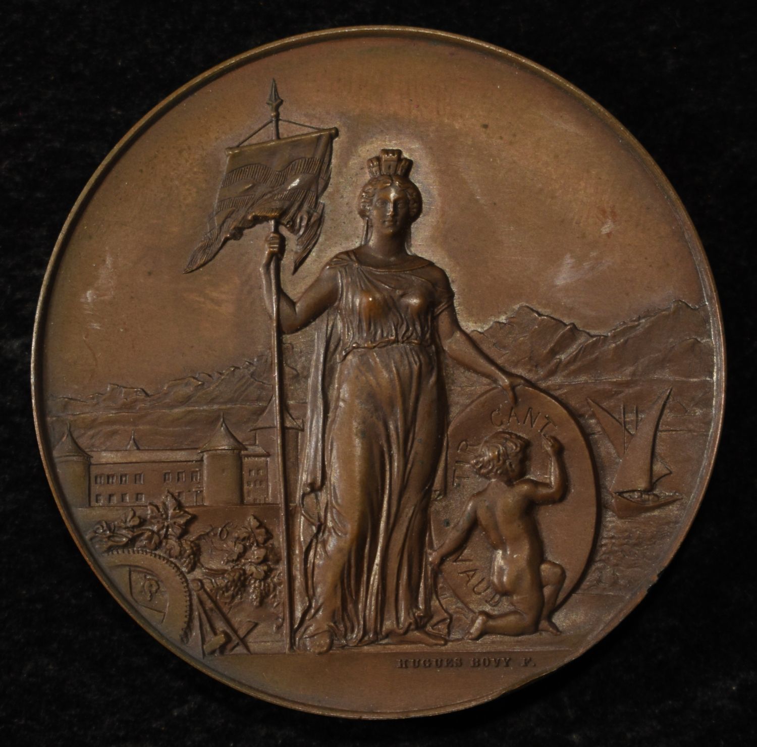 1891 SWISS SHOOTING MEDAL VAUD MORGES BRONZE