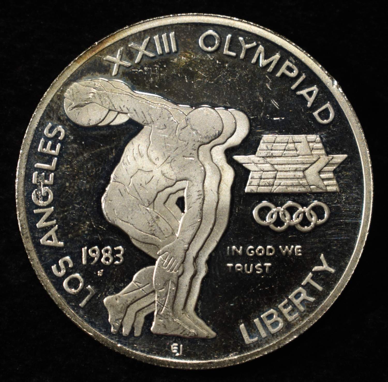 1983-S $1 COMMEM XXIII OLYMPIAD PROOF CRACKED CASE