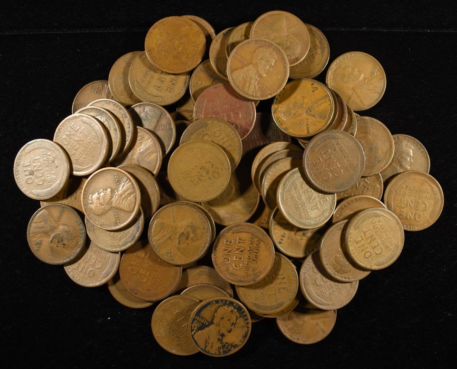(75) WHEAT CENTS FROM THE 20'S