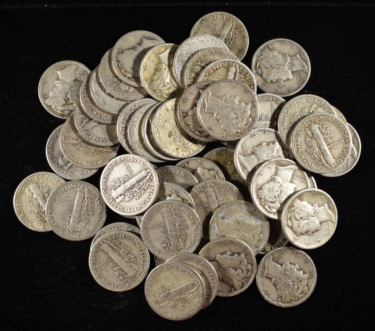 (50) 90% SILVER MERCURY DIMES
