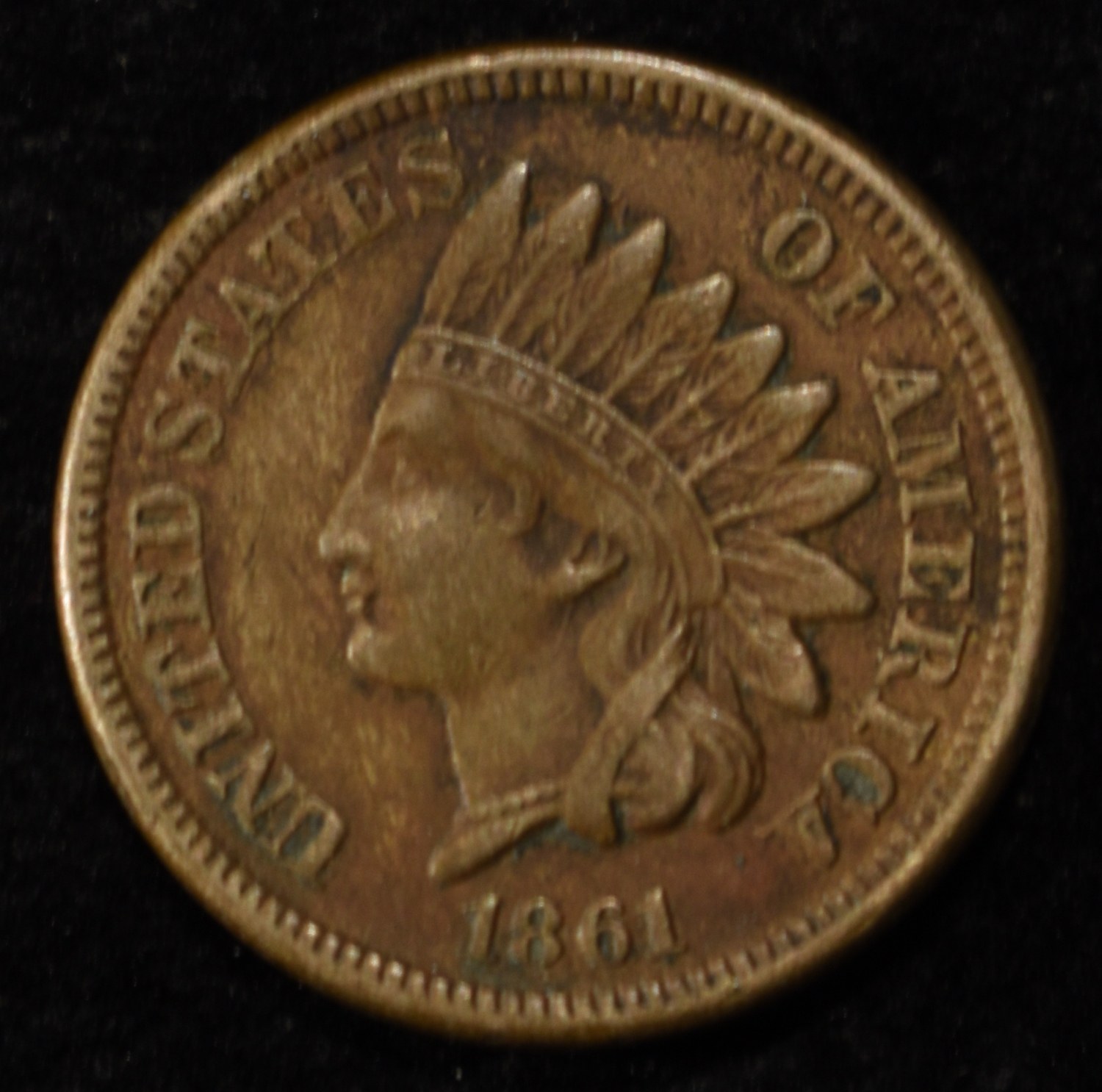 1861 INDIAN CENT XF