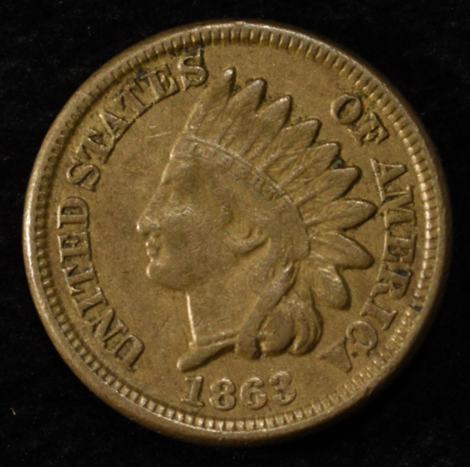 1863 INDIAN CENT XF