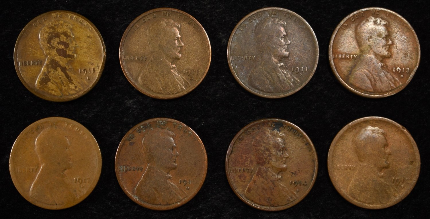 8 NICE EARLY SEMIKEY WHEAT CENTS