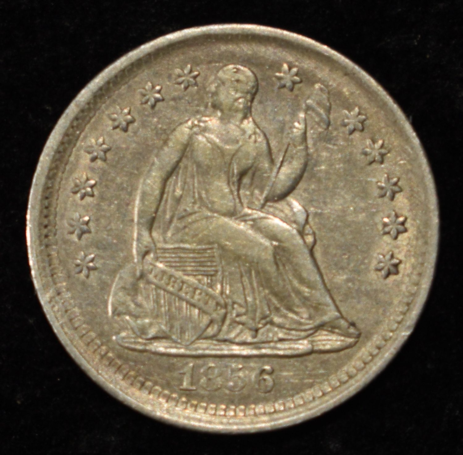 1856 SEATED LIBERTY HALF DIME AU