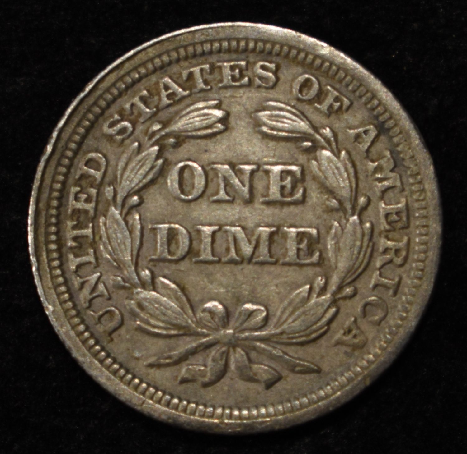 1854 SEATED LIBERTY DIME XF