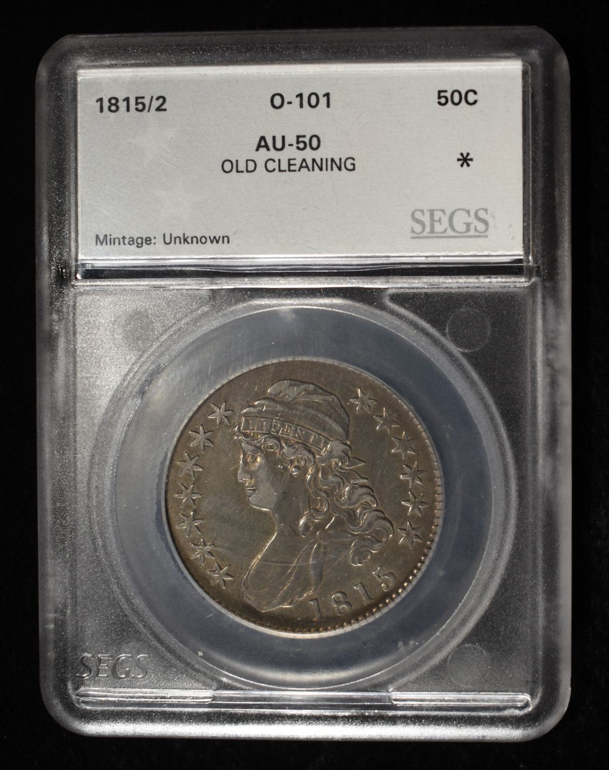 1815/2 BUST HALF DOLLAR SEGS AU O-101