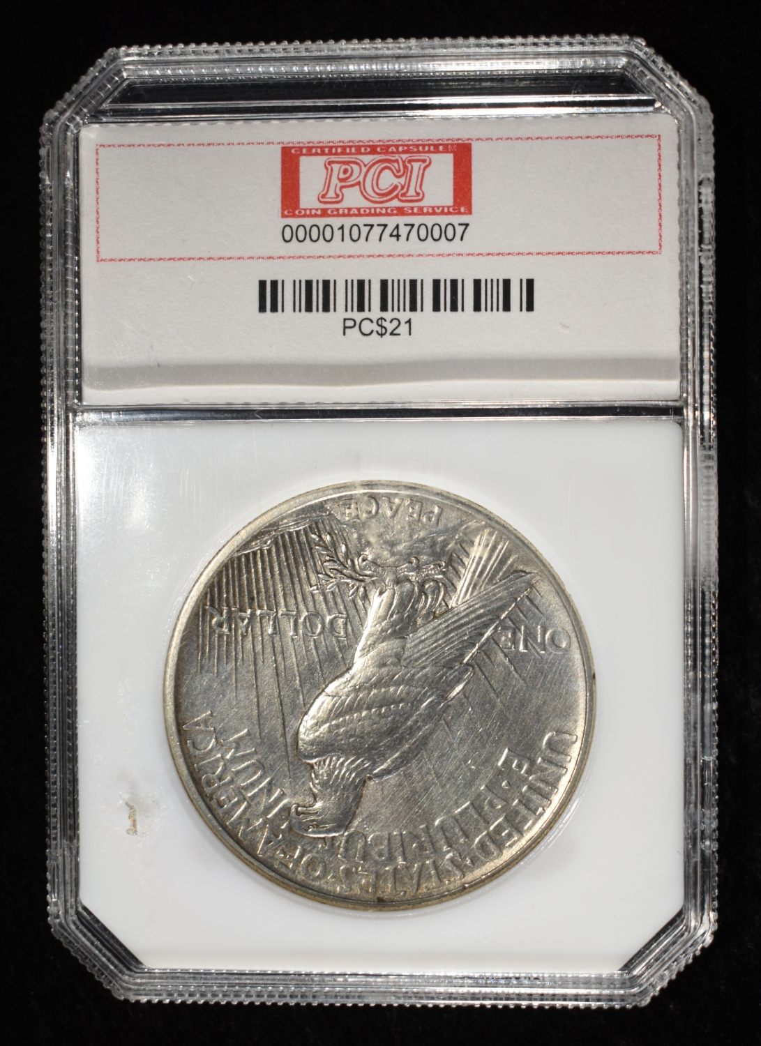 1921 PEACE DOLLAR PCI AU CLEANED