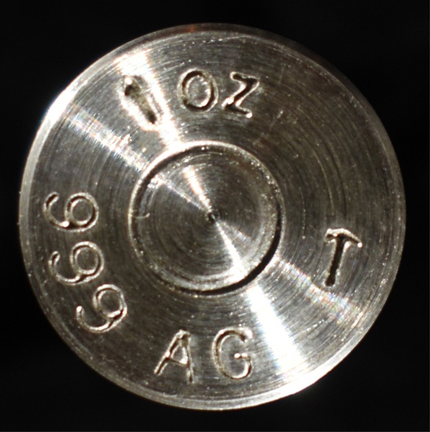 45 CAL BULLET 1 OZ .999 SILVER BAR