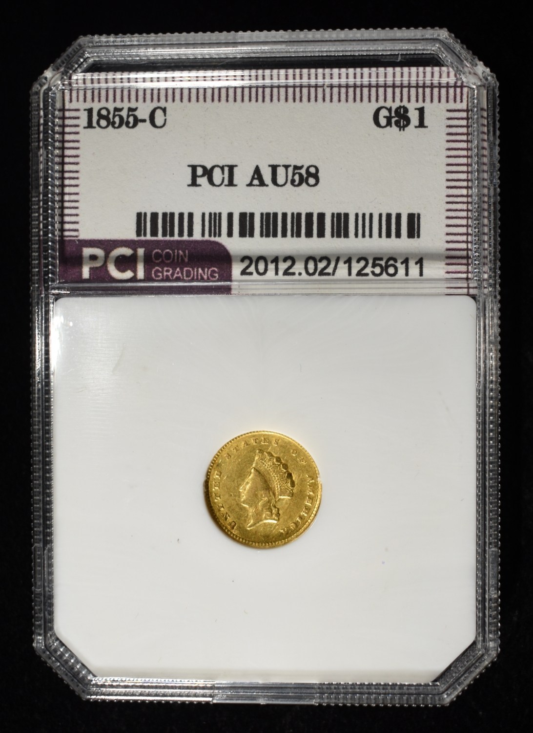 1855-C $1 GOLD T2 PCI AU/BU
