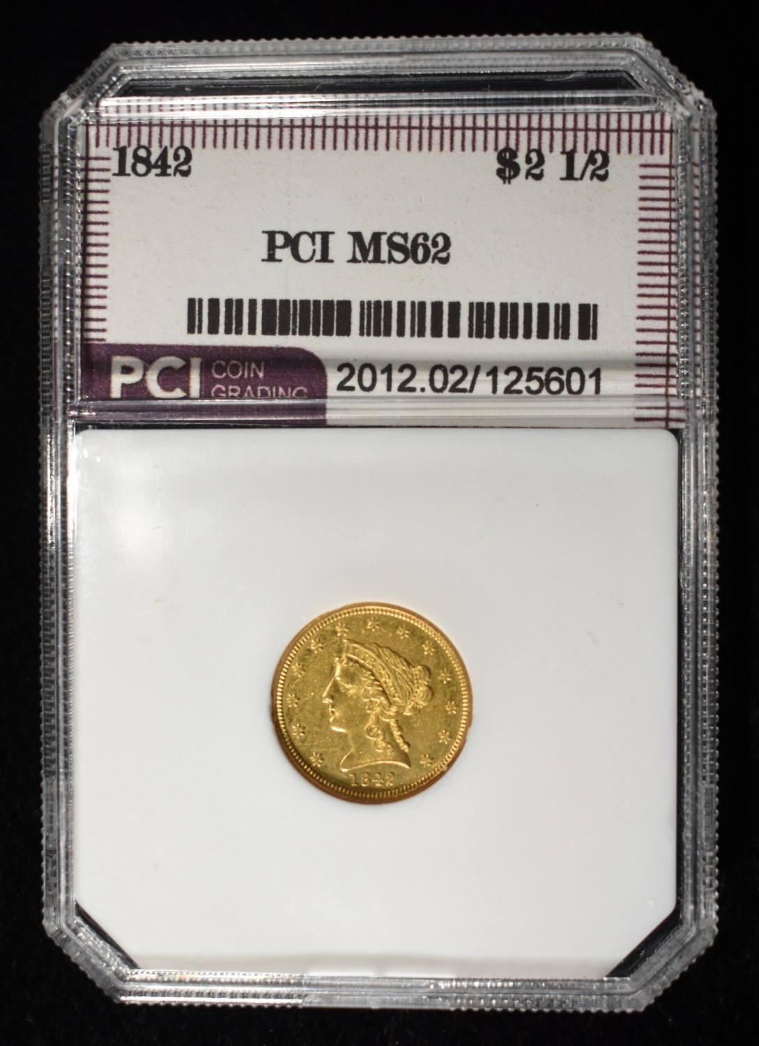 1842 $2.50 GOLD LIBERTY PCI BU