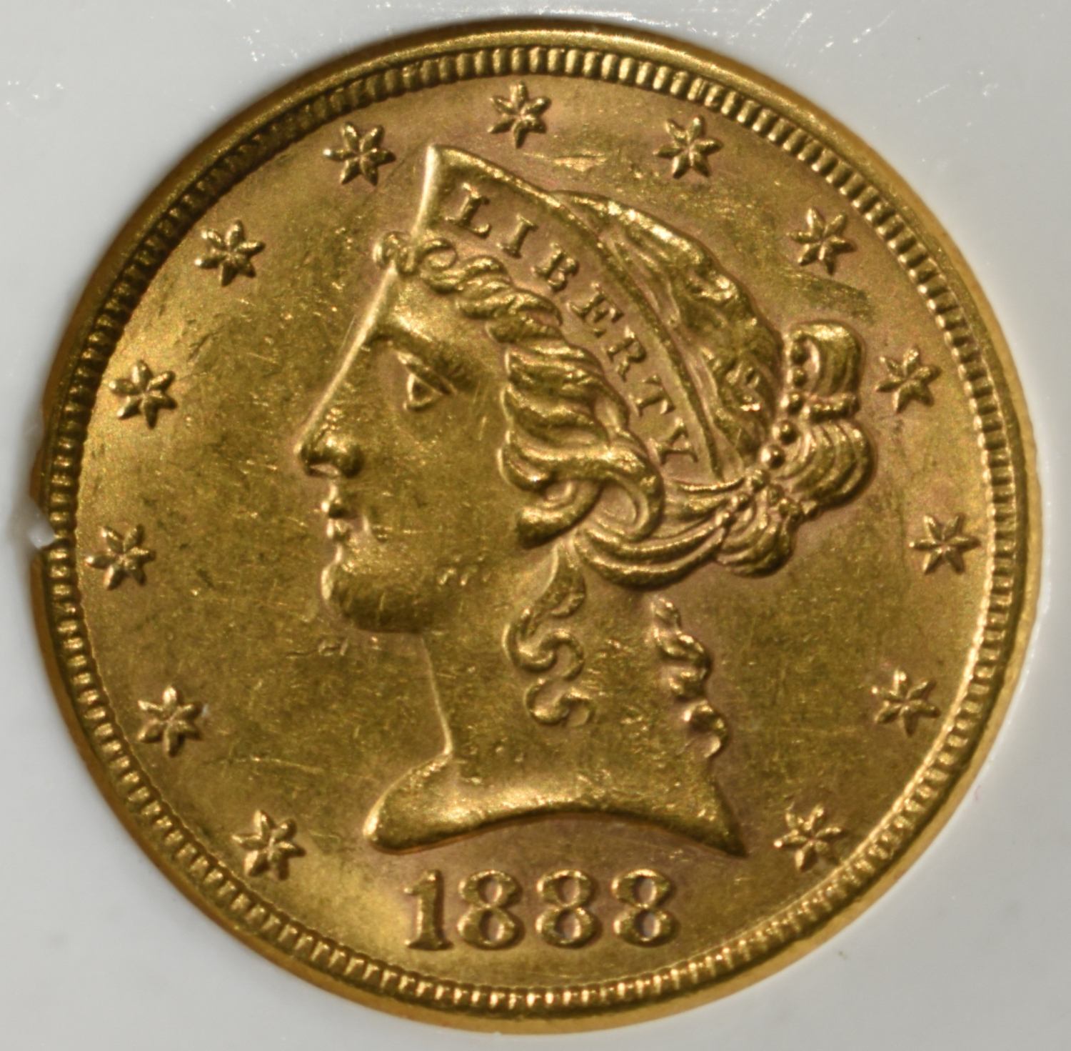 1888-S $5 GOLD LIBERTY PCI CH/GEM BU