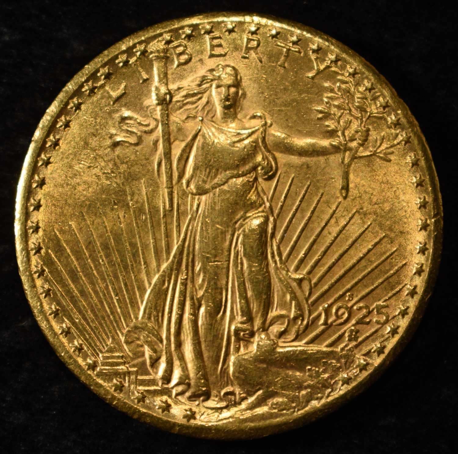 1925-S $20 GOLD DOUBLE EAGLE NICE BU SCARCE