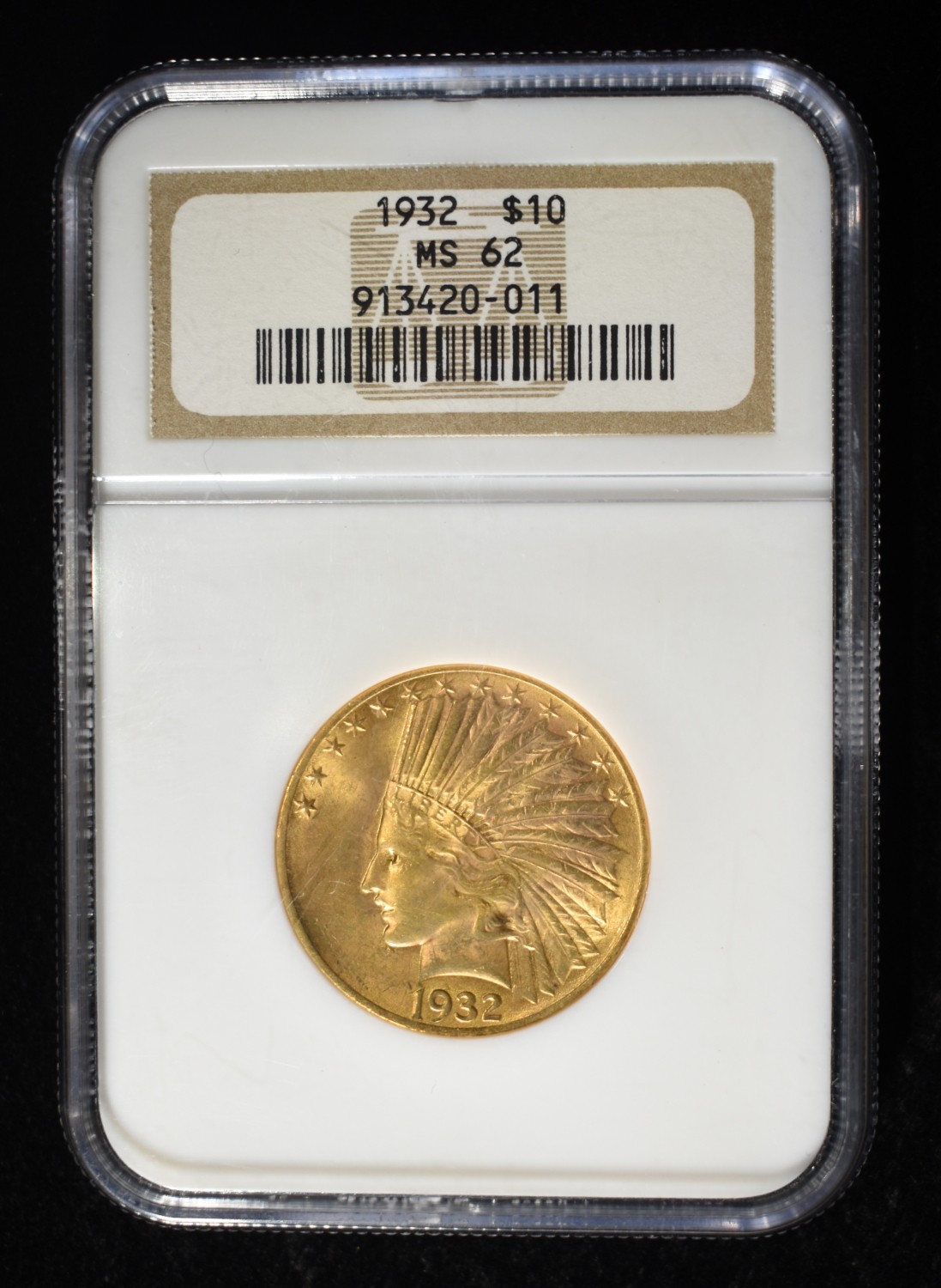1932 $10 GOLD INDIAN NGC MS-62