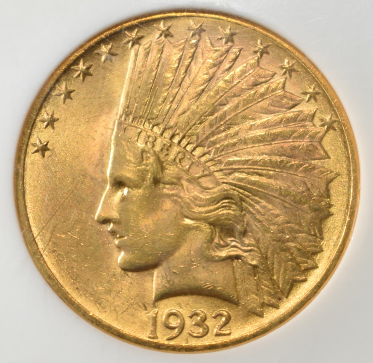 1932 $10 GOLD INDIAN NGC MS-62
